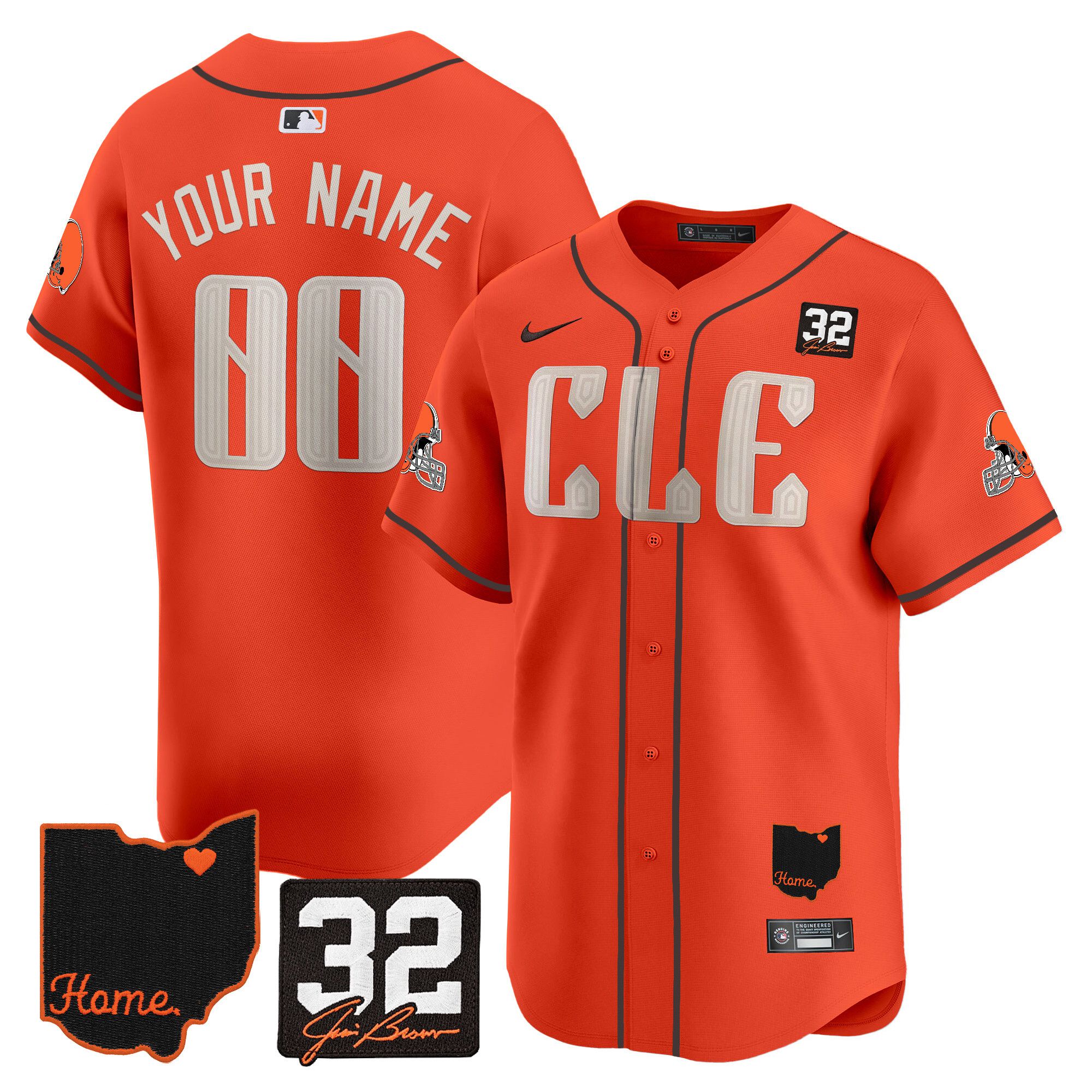 Men Cleveland Browns Orange Home Patch Vapor Premier Limited Custom 2024 Nike NFL Jersey->customized nfl jersey->Custom Jersey
